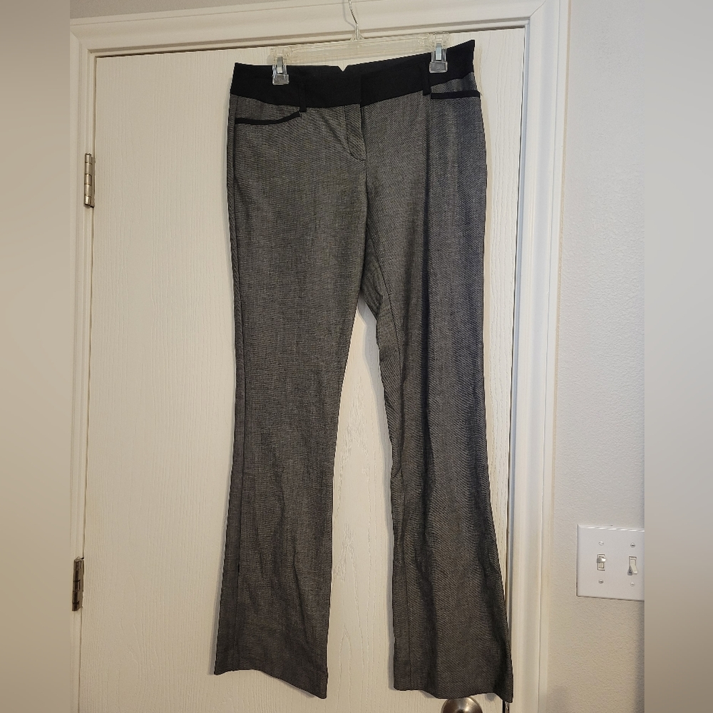 Express brand columnist pants, dark gray with black, women's size 6R